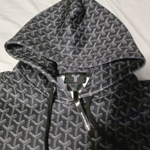 Goyard Grey Monogram Hoodie - Men's Jacket - Black & Gray- Medium